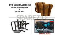 For Royal Enfield Goan Classic 350 Military Pannier Bags Desert Color and Mounting - SPAREZO For Royal Enfield Goan Classic 350 Military Pannier Bags Desert Color and Mounting - SPAREZO